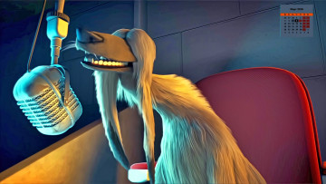 Картинка календари кино +мультфильмы 2018 собака микрофон