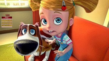 Картинка календари кино +мультфильмы 2018 взгляд девочка собака