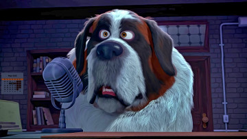 Картинка календари кино +мультфильмы собака микрофон взгляд морда 2018