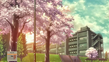 Картинка календари рисованные +векторная+графика 2018 деревья здание