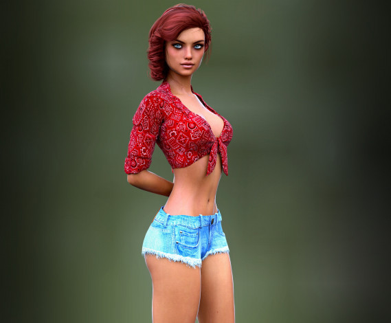 Обои картинки фото 3д графика, люди , people, фон, взгляд, девушка