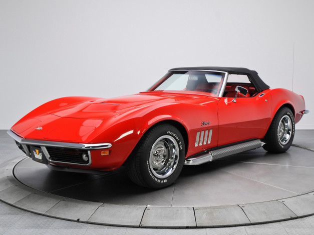 Обои картинки фото corvette stingray l46-350 convertible 1969, автомобили, corvette, stingray, convertible, l46-350, 1969