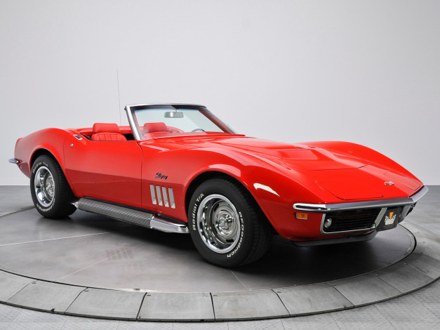 Обои картинки фото corvette stingray l46-350 convertible 1969, автомобили, corvette, convertible, l46-350, 1969, stingray