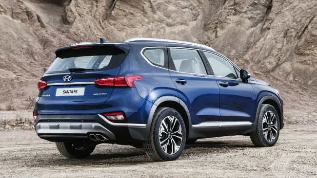 Обои картинки фото hyundai santa fe 2019, автомобили, hyundai, crossover, blue, 2019, santa, fe