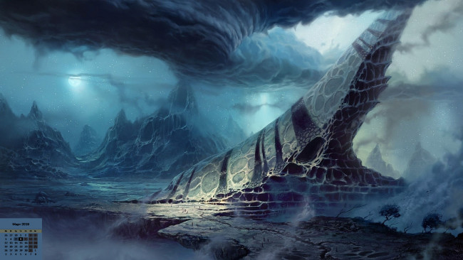 Обои картинки фото календари, фэнтези, 2018, сооружение