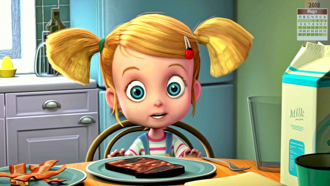 Обои картинки фото календари, кино,  мультфильмы, девочка, 2018, взгляд