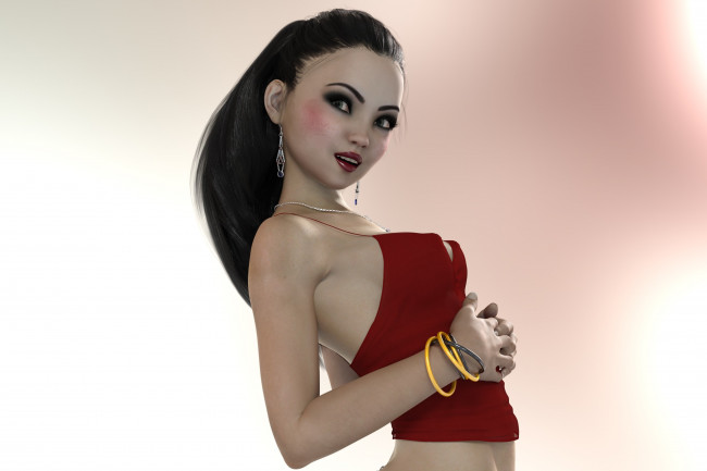 Обои картинки фото 3д графика, люди , people, девушка, взгляд, фон