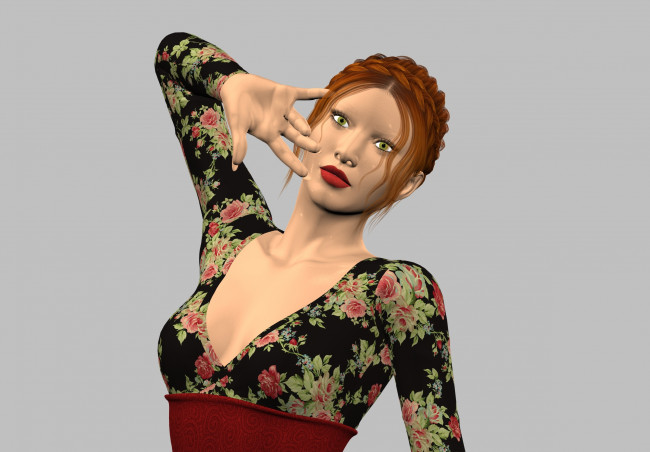 Обои картинки фото 3д графика, люди , people, фон, взгляд, девушка