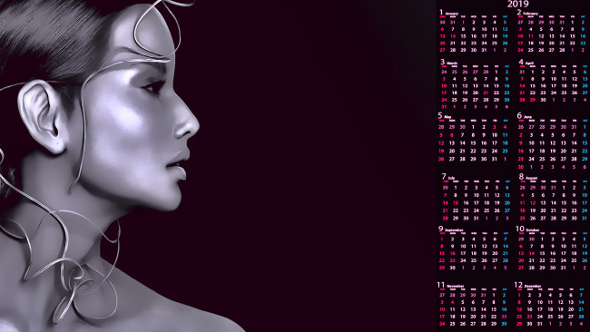 Обои картинки фото календари, фэнтези, профиль, девушка, лицо
