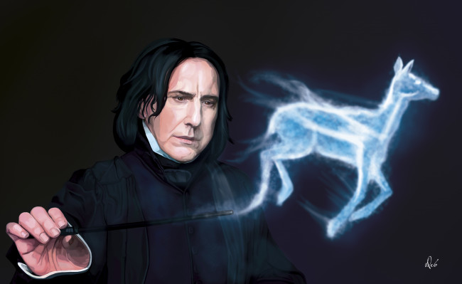 Обои картинки фото рисованное, кино, зельевар, лань, патронус, палочка, маг, северус, снейп