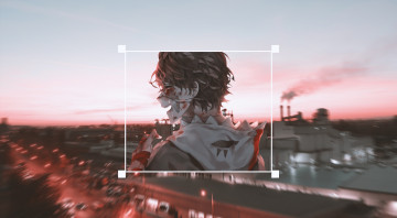 Картинка аниме город +улицы +интерьер +здания парень