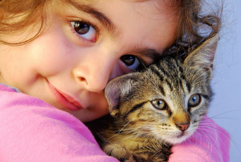 Картинка разное дети девочка лицо котенок