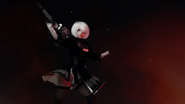 Обои картинки фото девушки, - креатив,  косплей, automata, nier, maruxia, mono, xia