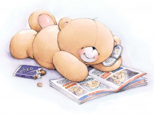 обоя рисованное, мишки тэдди, мишка, телефон, журнал, шоколад