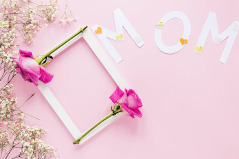 обоя праздничные, день матери, цветы, розы, рамка