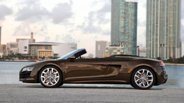 Картинка автомобили audi коричневый кабриолет город