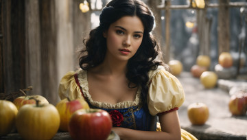 Картинка 3д+графика люди+ people ai art цифровое искусство портрет женщины белоснежка яблоки