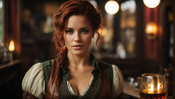 Картинка 3д+графика портрет+ portraits ai art digital triss merigold the witcher ведьмак портрет рыжая женщины