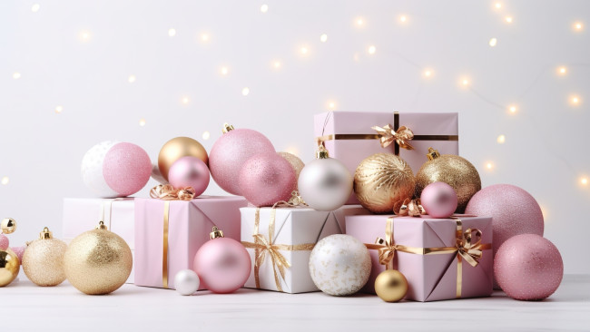 Обои картинки фото праздничные, подарки и коробочки, шарики, подарки, ленты, банты