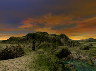 Картинка 3д графика nature landscape природа горы облака