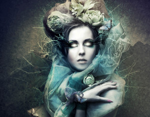 Картинка фэнтези существа лицо глазницы бабочки