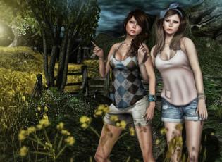 Картинка 3д графика people люди природа подруги