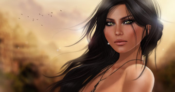 Картинка 3д графика portraits портрет брюнетка волосы