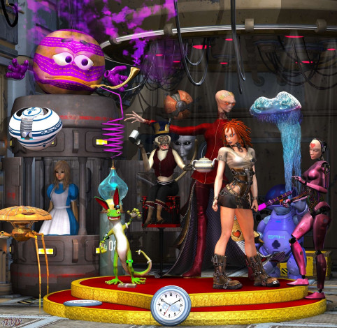 Обои картинки фото 3д, графика, creatures, существа, часы