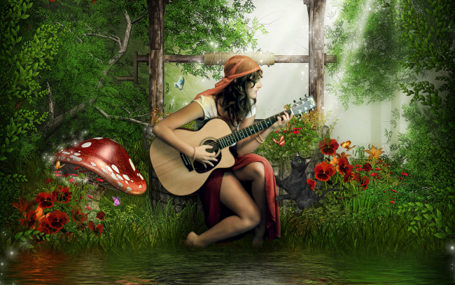 Обои картинки фото 3д, графика, people, люди, танец, луна, платье, розы, беседка