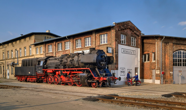 Обои картинки фото техника, паровозы, тендер, паровоз, рельсы