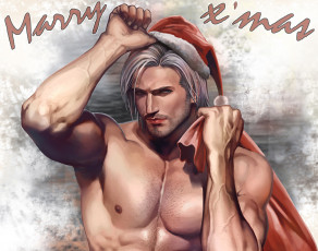 Картинка рисованное люди мужчина дед мороз шапка торс