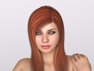 Картинка 3д+графика портрет+ portraits девушка взгляд фон рожки