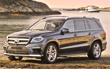 Картинка mercedes+benz автомобили mercedes-benz гл gl 550 передок вода джип мерседес берег