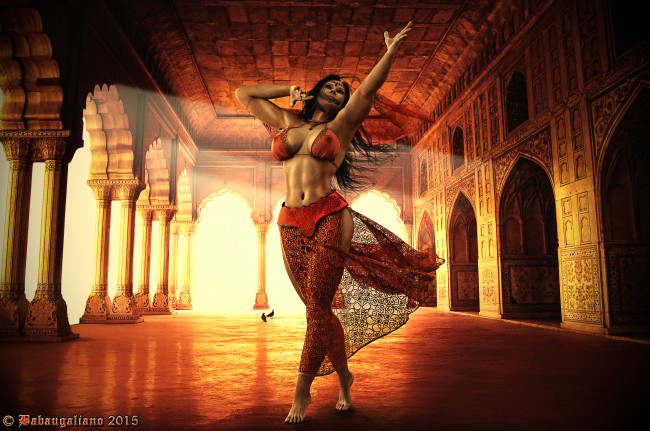 Обои картинки фото 3д графика, люди , people, фон, взгляд, девушка, танец