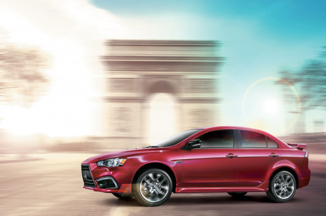Обои картинки фото автомобили, mitsubishi, 2014г, tw-spec, lancer, io, красный