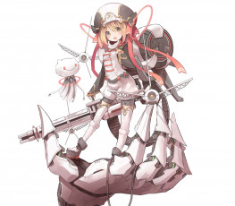 Картинка аниме оружие +техника +технологии рука механика девочка