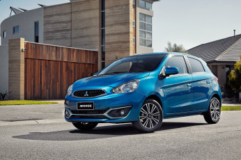 обоя автомобили, mitsubishi, au-spec, 2016г, синий, mirage