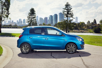 обоя автомобили, mitsubishi, синий, 2016г, mirage, au-spec