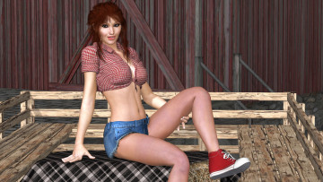 Картинка 3д+графика люди+ people девушка взгляд фон