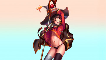 Картинка аниме kono+subarashii+sekai+ni+shukufuku+wo фон взгляд девушка посох