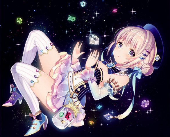 Обои картинки фото аниме, unknown,  другое, камни, девушка