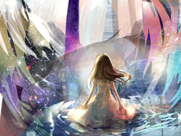Обои картинки фото аниме, unknown,  другое, девушка, абстракция, арт