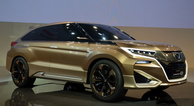 Обои картинки фото honda concept d crossover, автомобили, выставки и уличные фото, crossover, concept, d, honda, автосалон, выставка, бежевый
