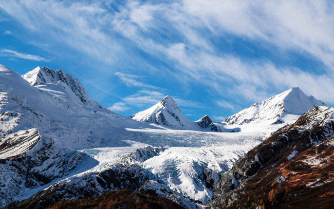 Обои картинки фото природа, горы, снег, вершины