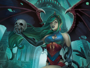 Картинка фэнтези вампиры фантастика череп ночь крылья девушка вампир evelyn