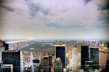 Картинка города -+панорамы дома панорама город тучи небо парк здания