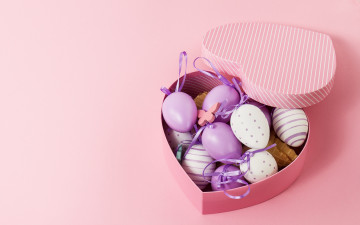 Картинка праздничные пасха spring eggs коробка сердце яйца easter pink box heart decoration happy