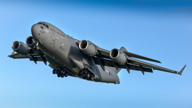 Обои картинки фото boeing c-17 globemaster iii, авиация, военно-транспортные самолёты, ввс