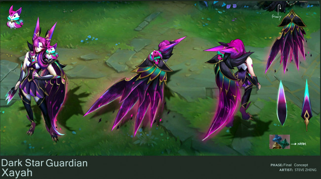 Обои картинки фото видео игры, league of legends, xayah, костюм, птица, экипировка