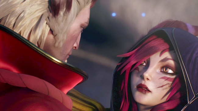 Обои картинки фото видео игры, league of legends, rakan, xayah, лица, разговор